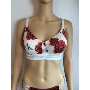Calvin Klein CK-Red/White, Rose, Wireless, Bralette/Bra. Size-M
